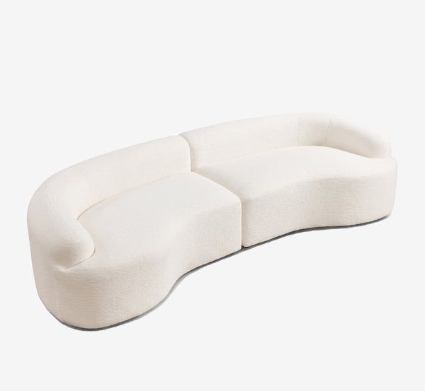 Curved Boneless Sofa,Compression Modular 110'' Sectional,White High-Density,Couches Sleeper for Living Room Bedroom Apartment Lounge,Chenille