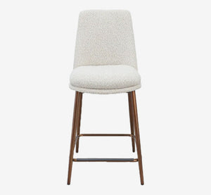 Modern Cream Bouclé Bar Stool with Backrest | Kitchen Island Counter Stool