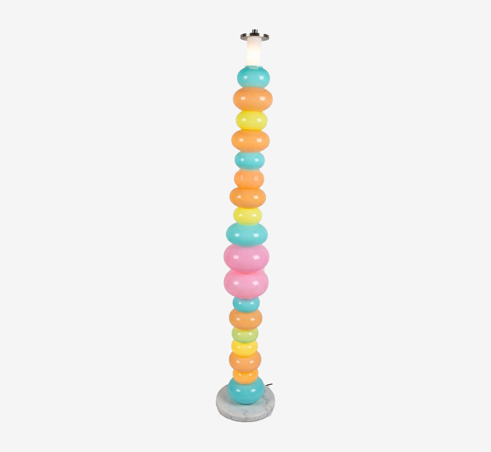 Dopamine Decor Colorful Glass Bubble Floor Lamp - Modern Rainbow Totem Standing Light with Marble Base