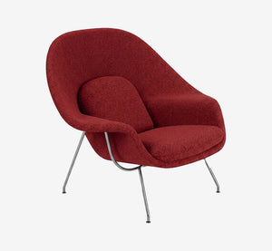 Iconic Womb Chair and Ottoman Set - Mid-Century Modern Bouclé Lounge Chair with Polished Chrome Base