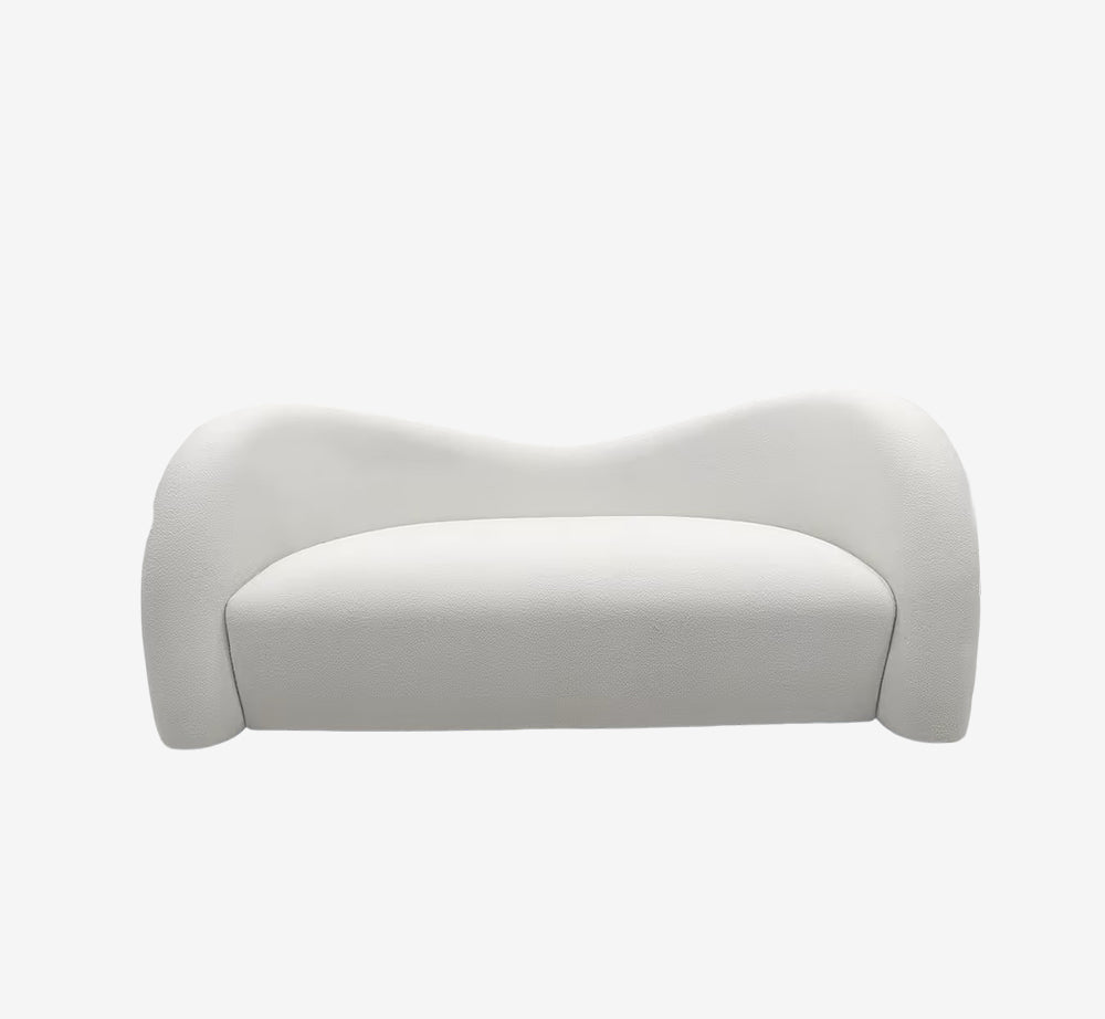 Modern Curved Cloud Sofa - Wavy Backrest Sculptural Couch in Premium Textured Fabric