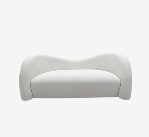 Modern Curved Cloud Sofa - Wavy Backrest Sculptural Couch in Premium Textured Fabric