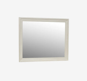Classic White & Beige Wood Landscape Mirror - Wire Brushed Sugar Finish Bedroom Dresser Mirror