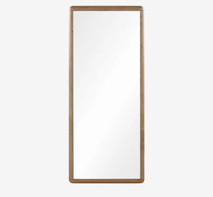 Full Length Floor Mirror with Rounded Wood Frame