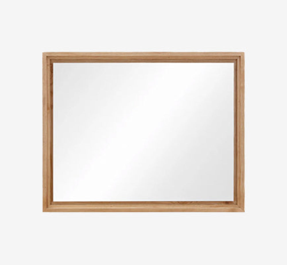 Natural Oak Framed Rectangular Mirror | Modern Deep Inset Dresser Mirror