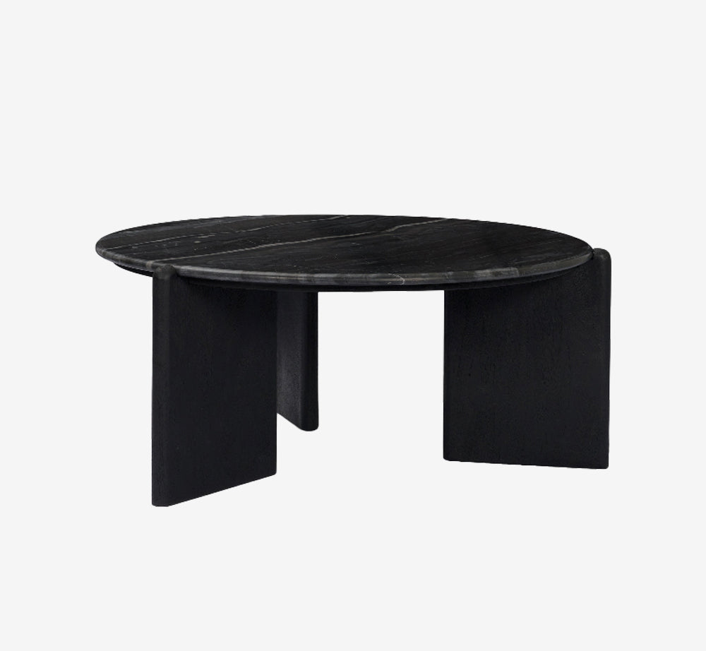 Rumer Black Wood w/ Black Marble Coffee Table