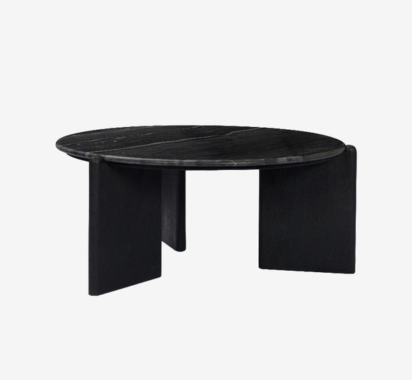 Rumer Black Wood w/ Black Marble Coffee Table