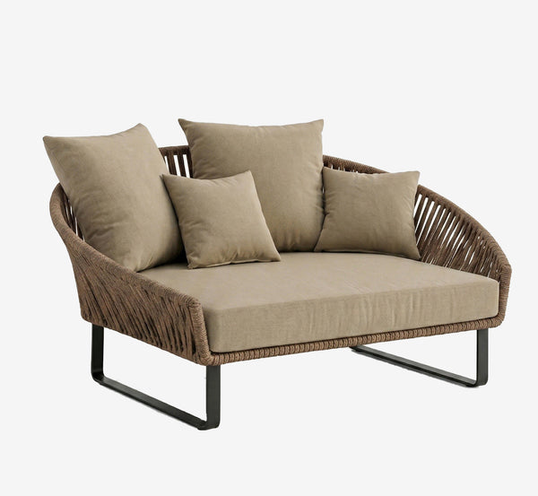 Modern Luxury Outdoor Rope Daybed | Oversized Woven Lounge Chair with Deep Cushions - All-Weather Seating