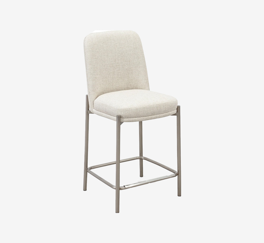 Ergonomic Linen-Blend Counter Height Barstool | Overstuffed Seat Cushion