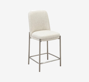 Ergonomic Linen-Blend Counter Height Barstool | Overstuffed Seat Cushion