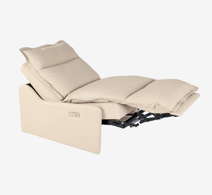 Cloud-Comfort Motorized Recliner - Premium Beige Faux Leather Armchair for Living Room & Home Theater