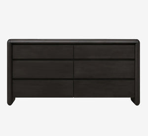Drawer Acacia Wood Double Dresser – Deep Jaguar Finish – Modern Dark Wood Bedroom Chest & Sideboard