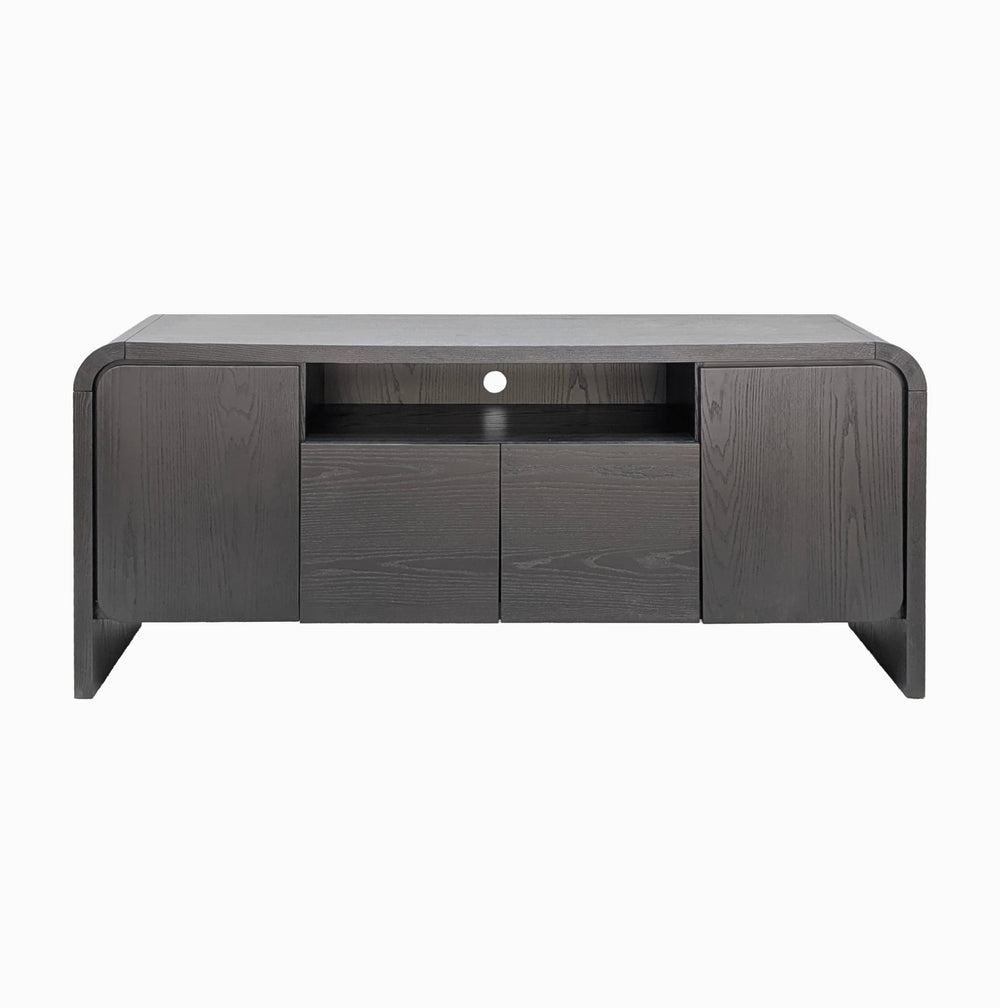 Modern Solid Ash Wood TV Stand & Media Console - Fully Assembled