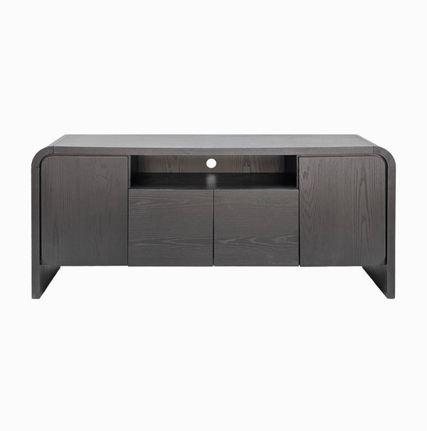 Modern Solid Ash Wood TV Stand & Media Console - Fully Assembled