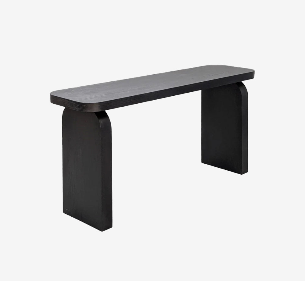 Elora 60" Modern Sculptural Black Console Table | Solid Mahogany