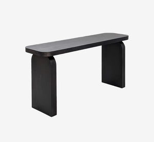 Elora 60" Modern Sculptural Black Console Table | Solid Mahogany
