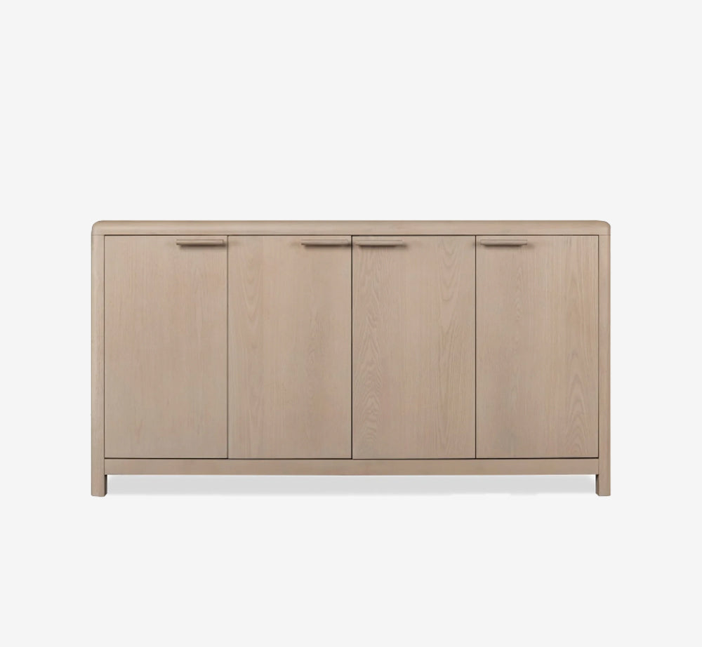Solid Wood Dining Buffet, Wire-Brushed Ash Storage Sideboard
