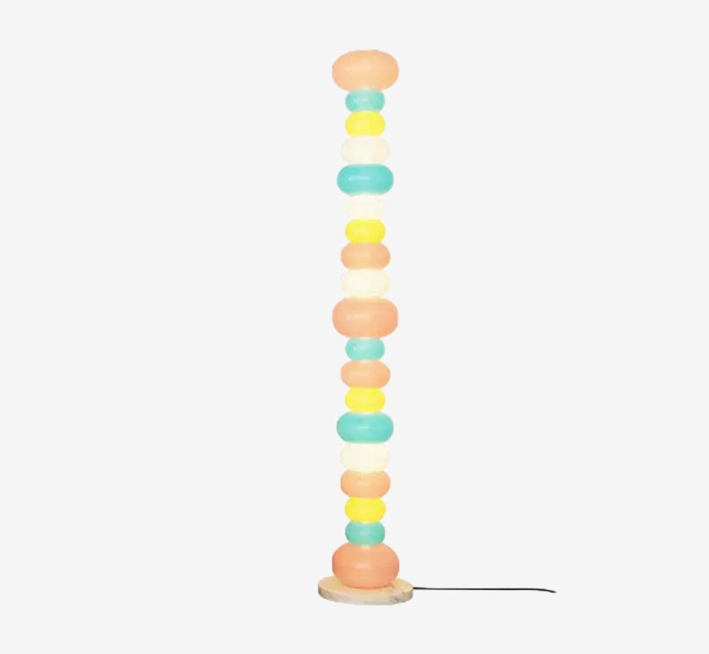 Dopamine Decor Colorful Glass Bubble Floor Lamp - Modern Rainbow Totem Standing Light with Marble Base