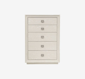 Maxime Modern 5-Drawer Wood Chest | Wire-Brushed Ash Veneer Dresser