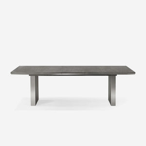 Contemporary Dark Grey Wood Expandable Dining Room Table - Architectural Double Pedestal