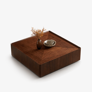35.4-inch coffee table, square walnut wood design, suitable for living room. Walnut wood material, suitable for bedroom, living room and office