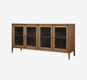 Carlisle 68" Mango Wood 4-Door Glass Sideboard | Fully Assembled Buffet Cabinet