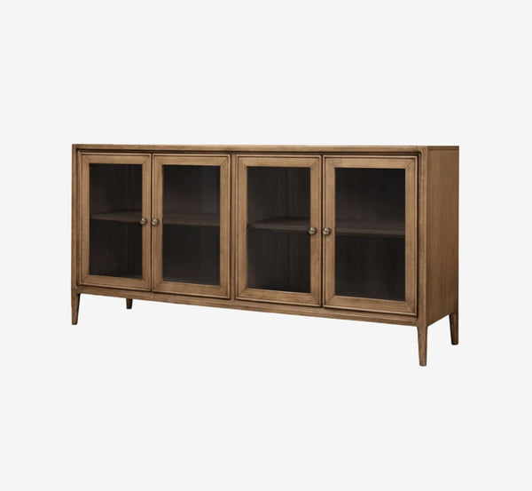 Carlisle 68" Mango Wood 4-Door Glass Sideboard | Fully Assembled Buffet Cabinet