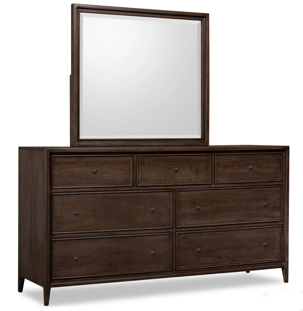 Traditional 7-Drawer Double Dresser - Dark Espresso Wood Bedroom Chest