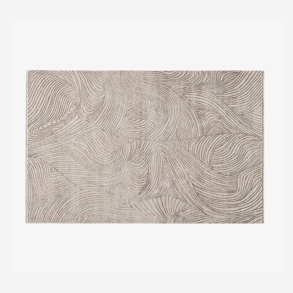 Modern Abstract Wavy Area Rug - 3m x 2m Large Textured Earth Tone Carpet for Living Room & Bedroom - Organic Minimalist Topographical Home Decor