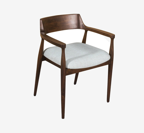 Postmodern Sculptural Upholstered Dining Chair - Brown Textured Accent Chair with Chunky Legs