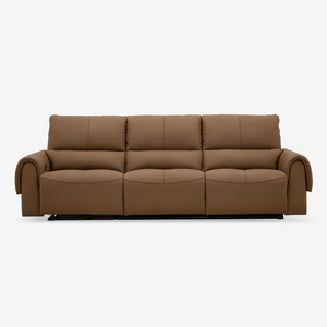 Premium Leather Reclining Sofa with Adjustable Headrests & Deep Cushioned Seating