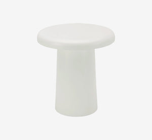 Modern White Mushroom Side Table | Sculptural Pedestal Accent Table for Living Room