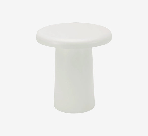 Modern White Mushroom Side Table | Sculptural Pedestal Accent Table for Living Room
