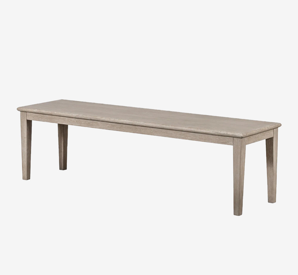 Rustic Transitional Wooden Bench - Driftwood Grey Finish Seating for Dining Room and Hallway