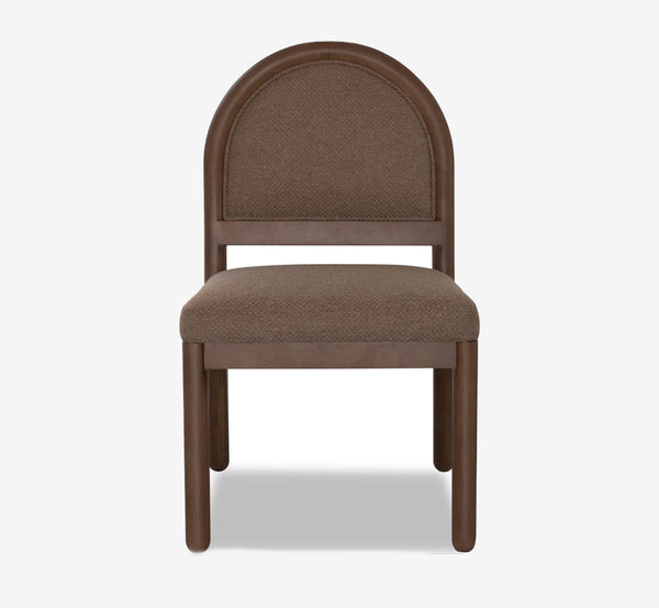 Mid-Century Modern Solid Wood Dining Chair - Arched Upholstered Backrest Side Chair with Walnut Finish