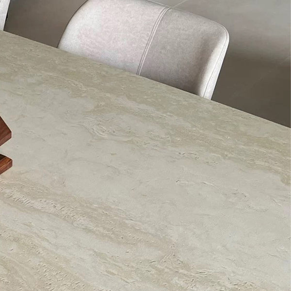 Half Roman-Column Travertine Sintered Stone Dining Table