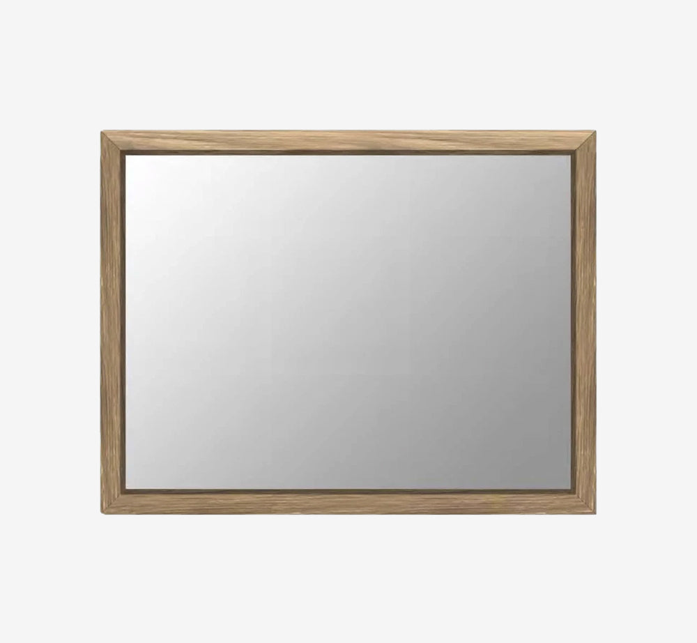 Coastal Modern White Oak Dresser Mirror - Bisque Finish Solid Wood Frame with Beveled Glass
