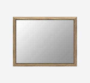 Coastal Modern White Oak Dresser Mirror - Bisque Finish Solid Wood Frame with Beveled Glass