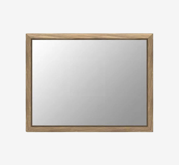 Coastal Modern White Oak Dresser Mirror - Bisque Finish Solid Wood Frame with Beveled Glass