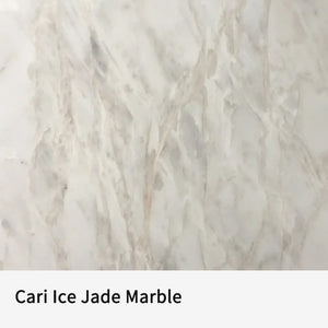Modern Marble Dining Table with Fluted Oak Pedestal Base – Contemporary Rectangular Dining Table