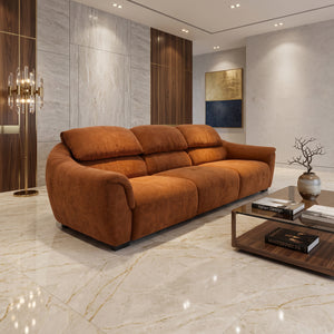 Modern 123" Oversized Cotton Linen 3-Seater Sofa in Terracotta