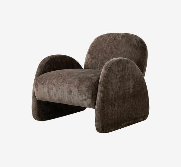 Modern Dark Brown Sculptural Accent Chair with Curved Arms