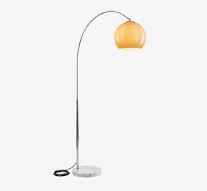 Mid-Century Modern Amber Glass Arc Floor Lamp with Carrara Marble Base