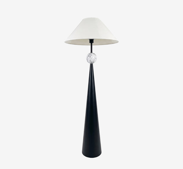 Contemporary Minimalist Floor Lamp | Resin Body & Fabric Shade