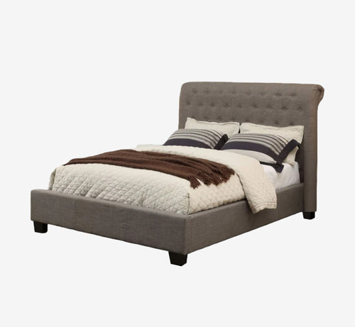 Vintage Rollback Tufted Bed with Hidden Footboard Storage Drawers