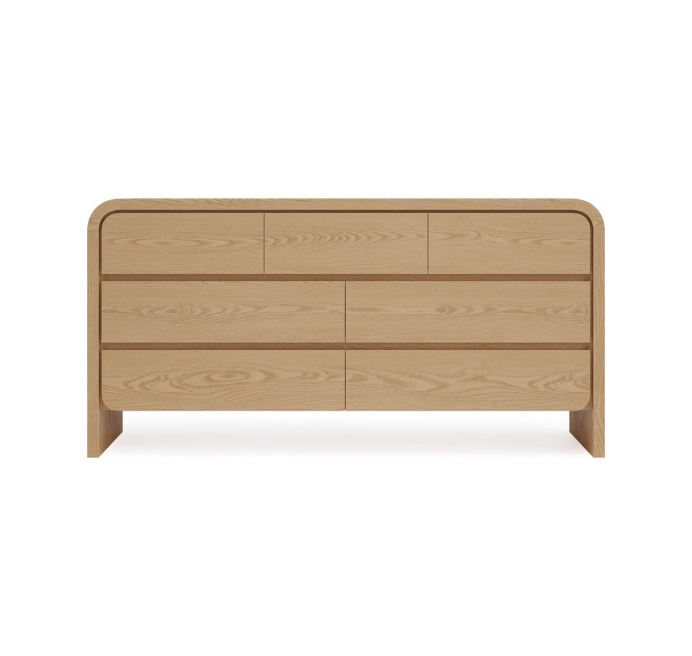 Modern 68-Inch Ash Wood 7-Drawer Dresser, Bedroom Storage Cabinet