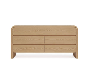 Modern 68-Inch Ash Wood 7-Drawer Dresser, Bedroom Storage Cabinet