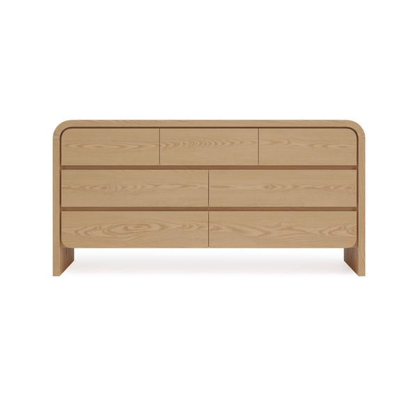 Modern 68-Inch Ash Wood 7-Drawer Dresser, Bedroom Storage Cabinet