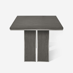 Contemporary Dark Grey Wood Expandable Dining Room Table - Architectural Double Pedestal