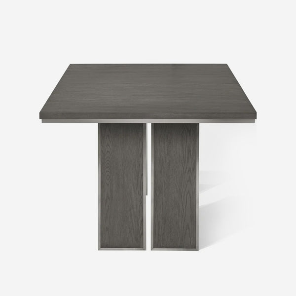 Contemporary Dark Grey Wood Expandable Dining Room Table - Architectural Double Pedestal